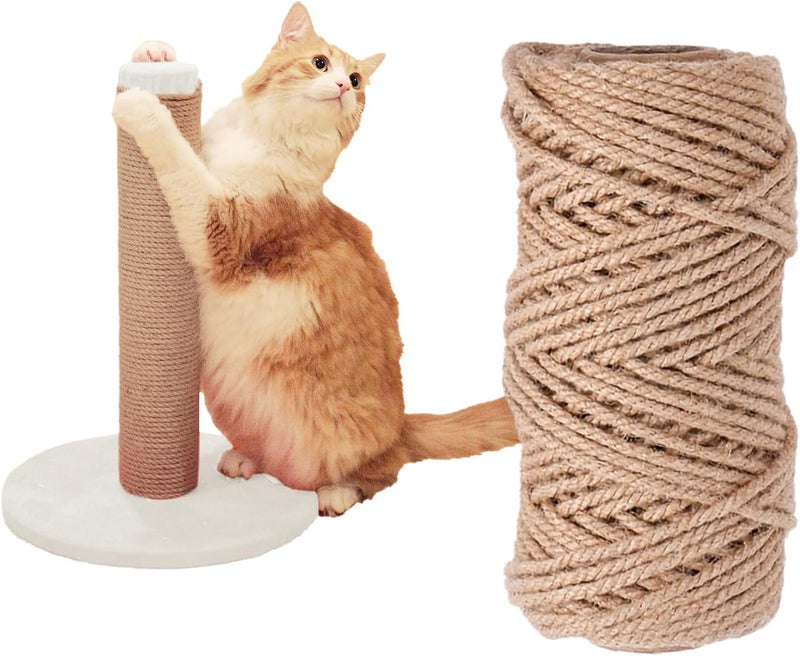 THAMIAO Nature Hemp Rope, Sisal Rope for Cat Scratcher, Cat Scratching Post Replacement, Heavy Duty Jute Twine for Cat Tree and Tower, DIY (1/4" , 100FT) - Image 1